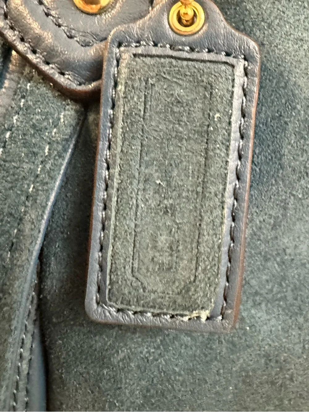 Coach Campbell Izzy Suede Satchel F25300 Teal Blue Leather Crossbody Bag